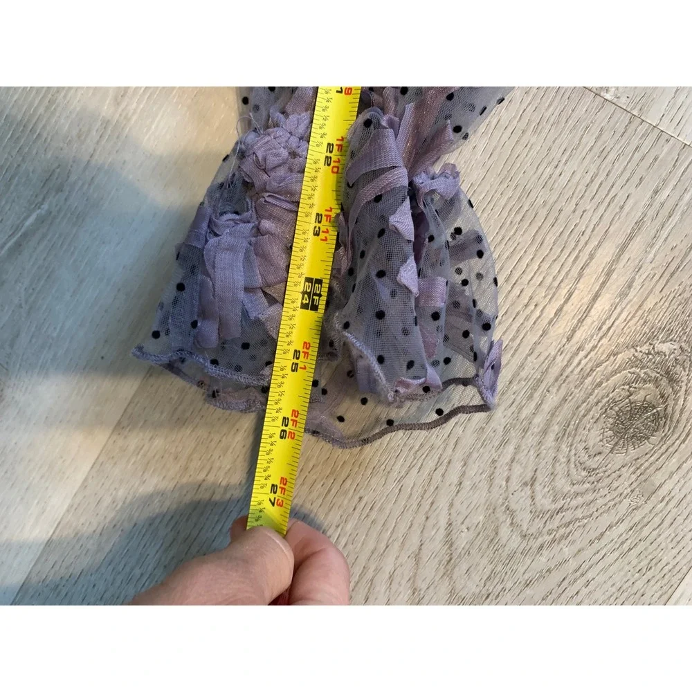 Eva Franco Anthropologie Lavender 3D Floral Polka Dot Mesh Top Camisole Set L
